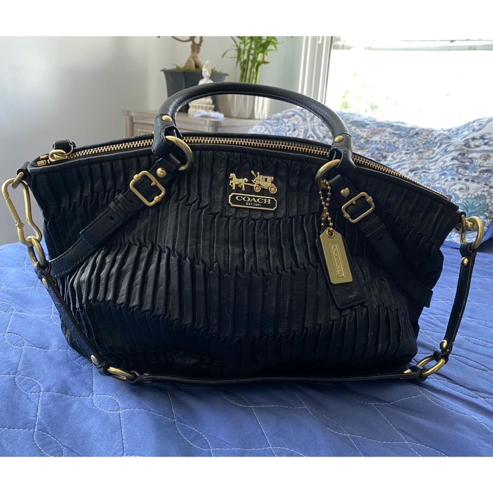 Coach gathered leather satchel